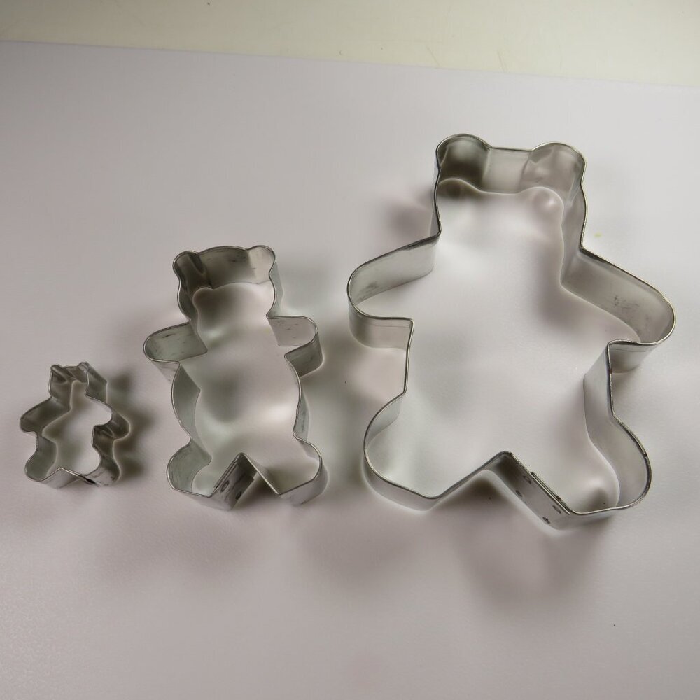 METAL TEDDY BEARS Family Cookie Cutters 5", 3", 1.5" tall